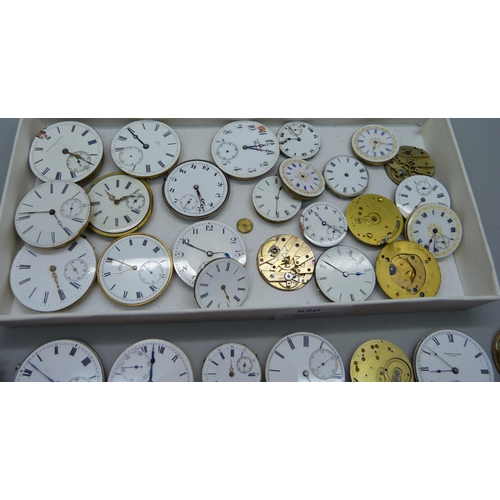 890 - A collection of pocket watch movements including Waltham, Luzerne Watch Co., etc.