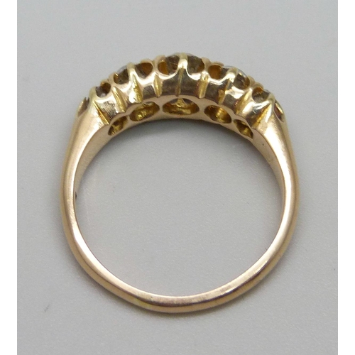 937 - A late Victorian 18ct gold five stone diamond ring, approximately 1ct diamond weight, Chester 1899, ... 