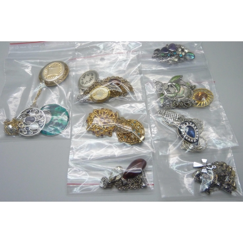 939 - Twenty-two costume pendants and chains