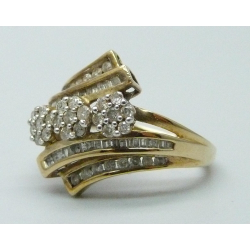 958 - A diamond cocktail ring, marked 10k, 4.4g, N