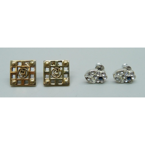 970 - A pair of silver gilt earrings and one other pair of earrings