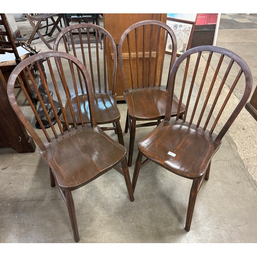 343 - A set of four beech and elm kitchen chairs