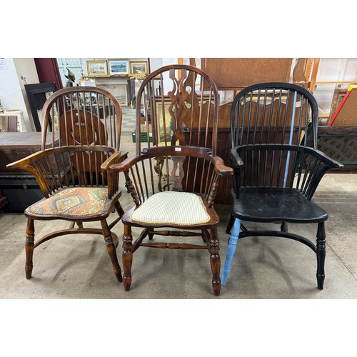 345 - Three Windsor armchairs