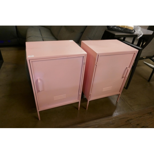 1394 - A pair of pink industrial style cabinets