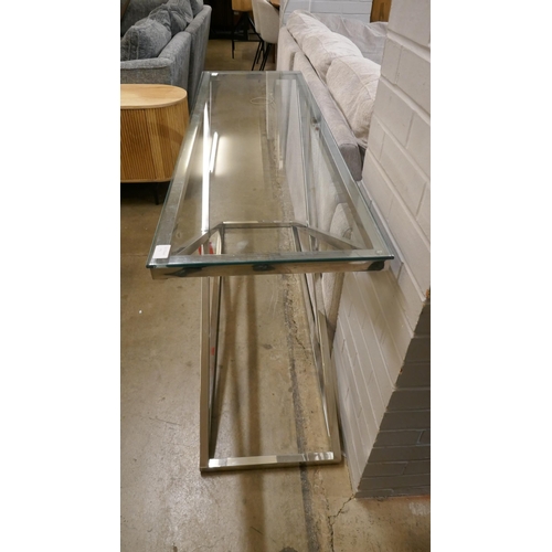 1444 - A chrome and glass console table  *This lot is subject to VAT