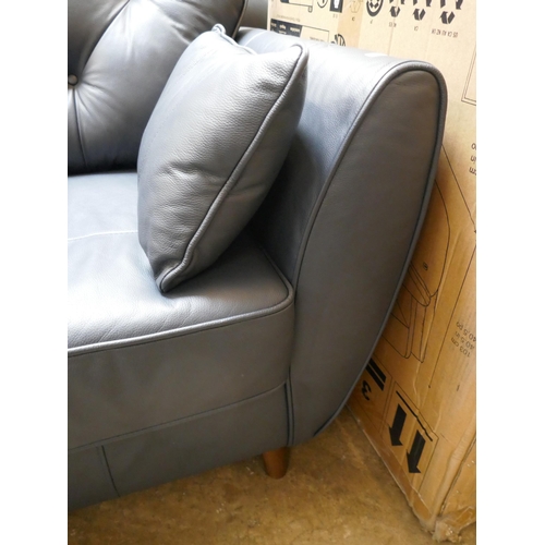 1493 - Blue leather Hoxton L shaped sofa RRP £1549