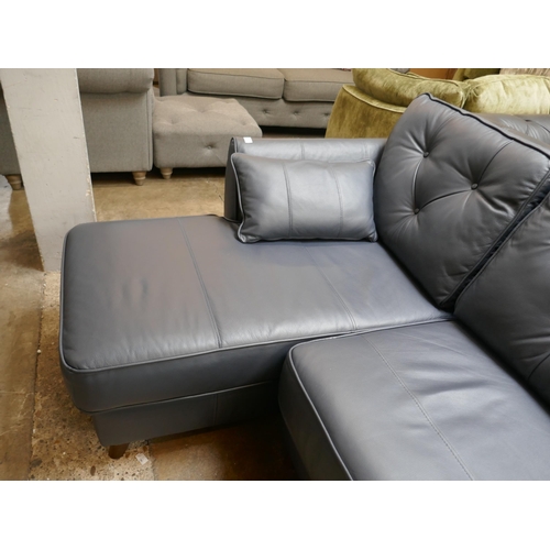 1493 - Blue leather Hoxton L shaped sofa RRP £1549