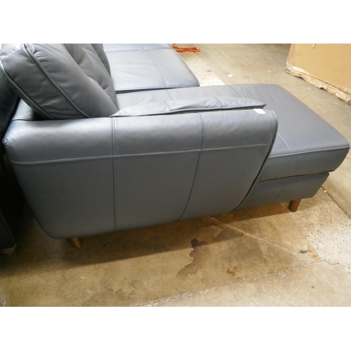 1493 - Blue leather Hoxton L shaped sofa RRP £1549