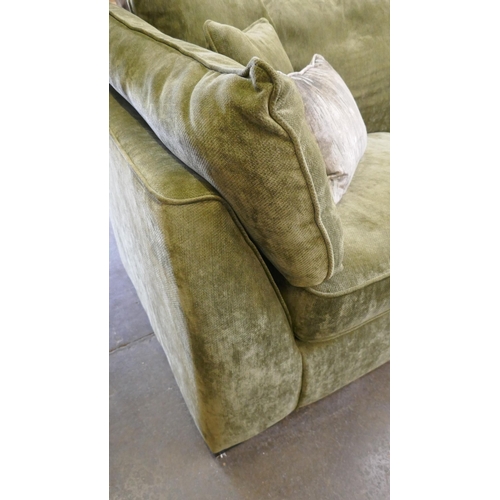 1504 - Barker & Stonehouse moss green velvet corner sofa RRP £3295