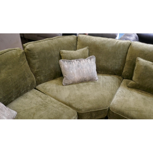 1504 - Barker & Stonehouse moss green velvet corner sofa RRP £3295