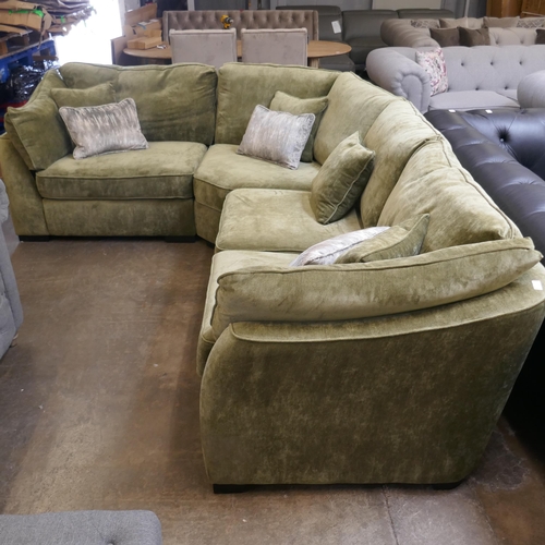 1504 - Barker & Stonehouse moss green velvet corner sofa RRP £3295