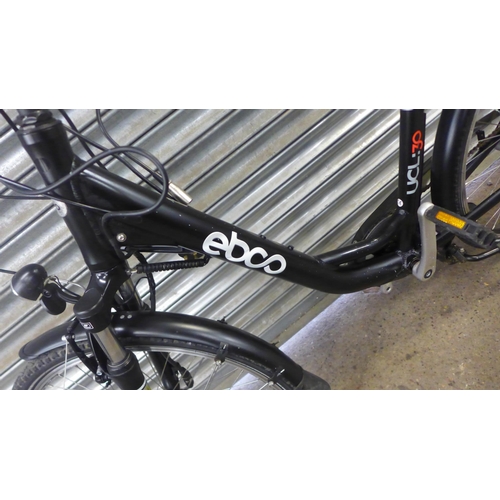 An EBCO UCL 30 E Bike with front suspension SR Suntour front forks battery keys and charger Po