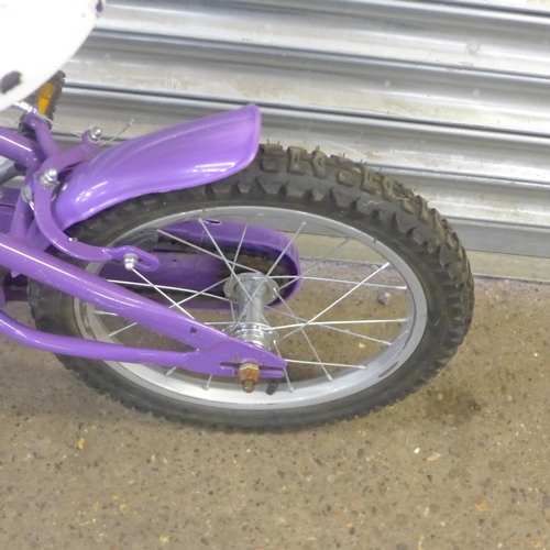 2182 - A sweet purple childrens bike and A B-Twin Dark hero 500 kids bike