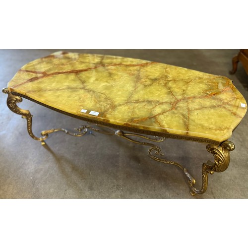 356 - A gilt metal and onyx coffee table