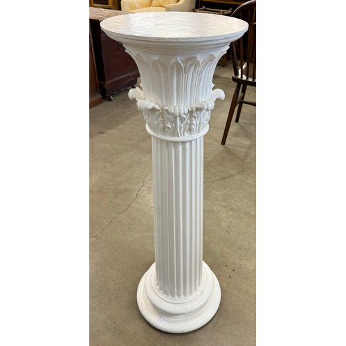 405 - A white painted Corinthian column pedestal