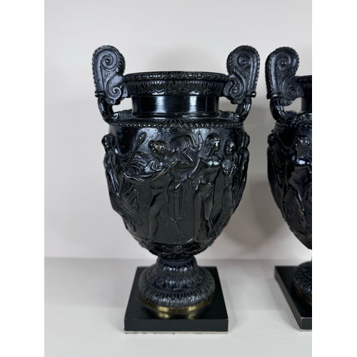 100 - A pair of 19th Century bronze Townley vases, 24cms h