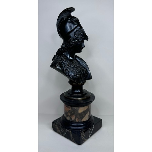 101 - A 19th Century French bronze bust of Minerva, on marble socle, 25cms h