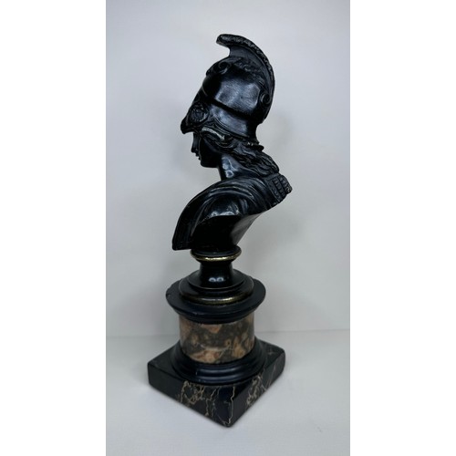 101 - A 19th Century French bronze bust of Minerva, on marble socle, 25cms h