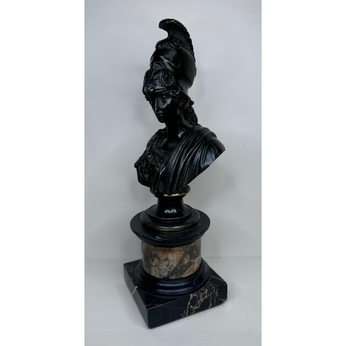 101 - A 19th Century French bronze bust of Minerva, on marble socle, 25cms h