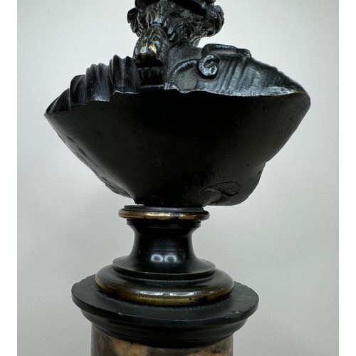 101 - A 19th Century French bronze bust of Minerva, on marble socle, 25cms h