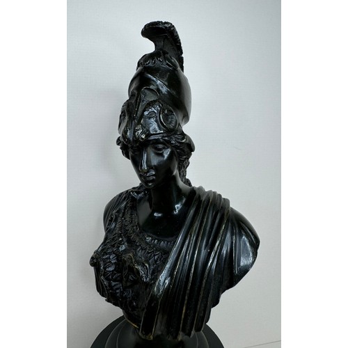 101 - A 19th Century French bronze bust of Minerva, on marble socle, 25cms h