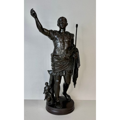 104 - A 19th Century Italian Grand Tour bronze figure of Augustus of Prima Porta, 35cms h