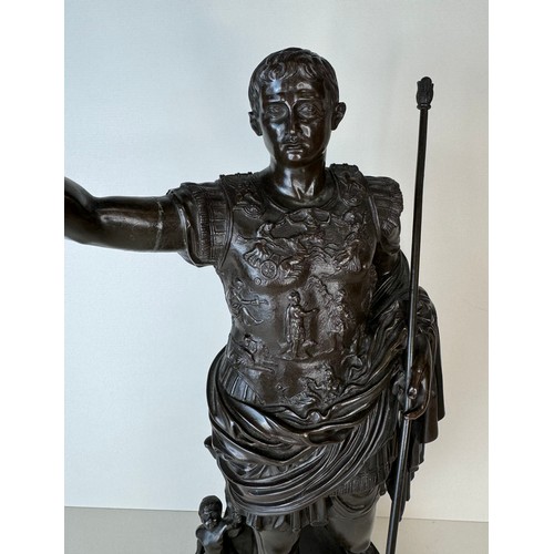 104 - A 19th Century Italian Grand Tour bronze figure of Augustus of Prima Porta, 35cms h