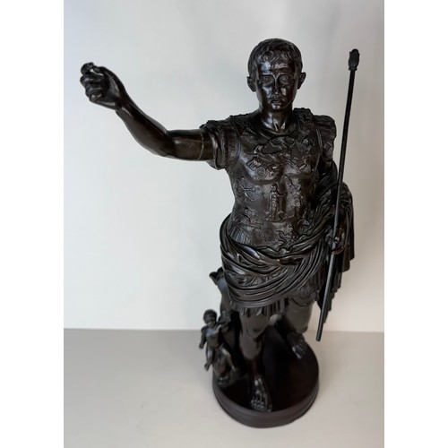 104 - A 19th Century Italian Grand Tour bronze figure of Augustus of Prima Porta, 35cms h