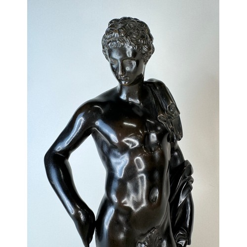 105 - A 19th Century French bronze figure of Apollo, 38cms h