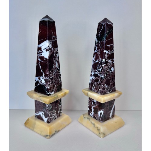 109 - A pair of 19th Century French marble obelisks, 18cms h