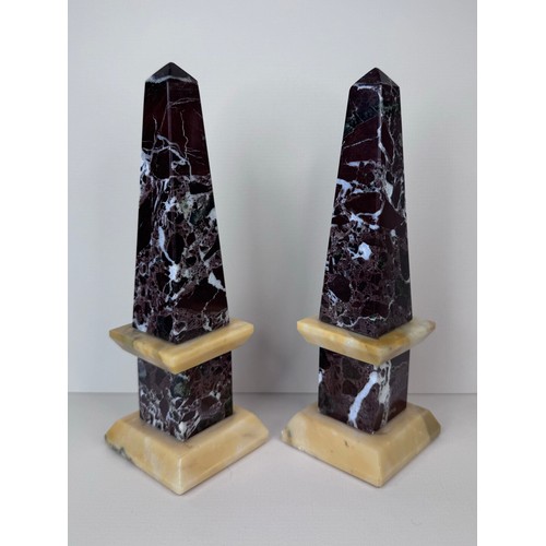 109 - A pair of 19th Century French marble obelisks, 18cms h