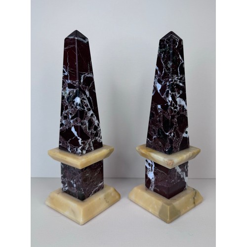 109 - A pair of 19th Century French marble obelisks, 18cms h