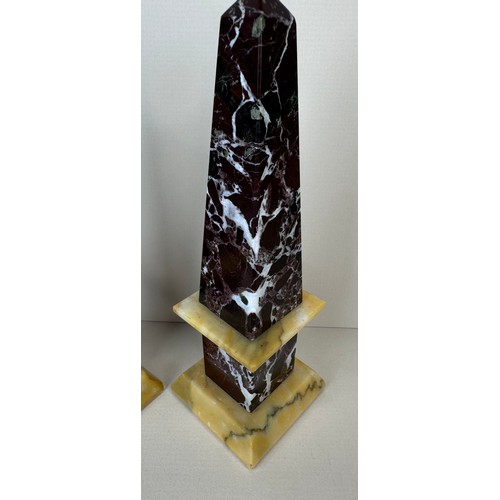 109 - A pair of 19th Century French marble obelisks, 18cms h