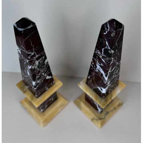 109 - A pair of 19th Century French marble obelisks, 18cms h