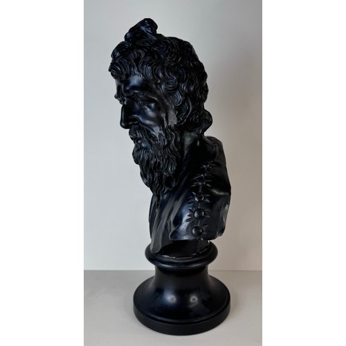 112 - A Wedgwood black basalt bust of Plato, 38cms h