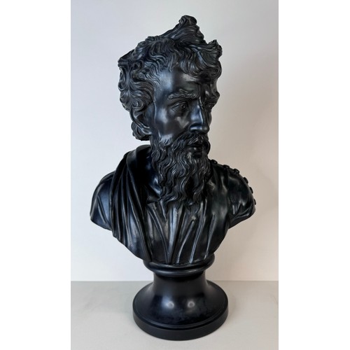 112 - A Wedgwood black basalt bust of Plato, 38cms h