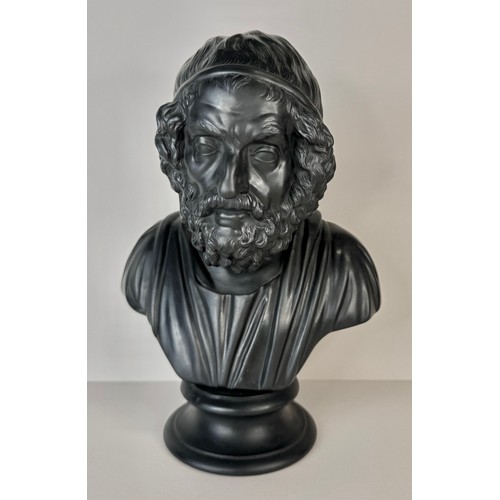 113 - A Wedgwood black basalt bust of Homer, 26cms