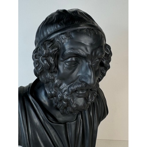 113 - A Wedgwood black basalt bust of Homer, 26cms