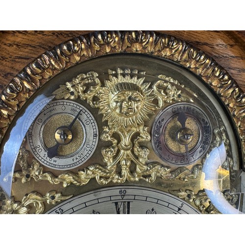 116 - An early 20th Century oak and gilt metal mounted fusee bracket clock, 56cms h