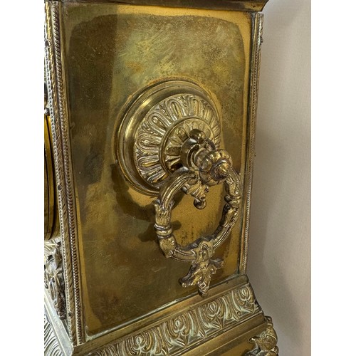 117 - A 19th Century French Japy Freres brass mantel clock. 40cms h