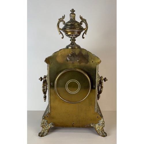 117 - A 19th Century French Japy Freres brass mantel clock. 40cms h