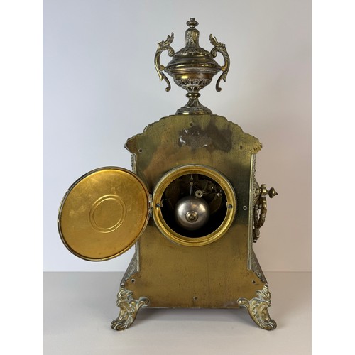 117 - A 19th Century French Japy Freres brass mantel clock. 40cms h