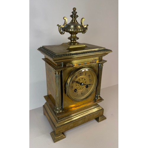 118 - A 19th Century French Japy Freres brass mantle clock, 32cms h