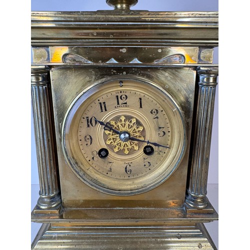 118 - A 19th Century French Japy Freres brass mantle clock, 32cms h