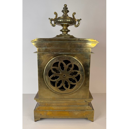 118 - A 19th Century French Japy Freres brass mantle clock, 32cms h