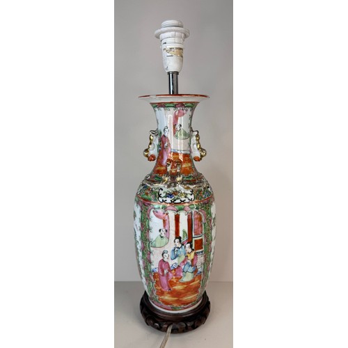 124 - A Chinese famille rose porcelain vase, converted to a table lamp