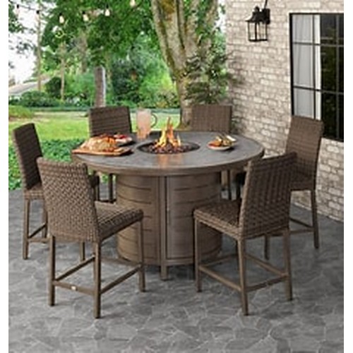 1467 - Agio Mckinnon 7 piece High Fire Dining Set, Original RRP £1416.66 + vat - missing firepit lid (4208-... 