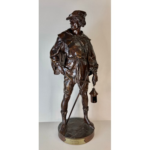 127 - After Emile Louis Picualt (French 1833-1915), bronze figure, Esrholier, 65cms h