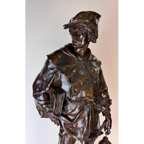 127 - After Emile Louis Picualt (French 1833-1915), bronze figure, Esrholier, 65cms h