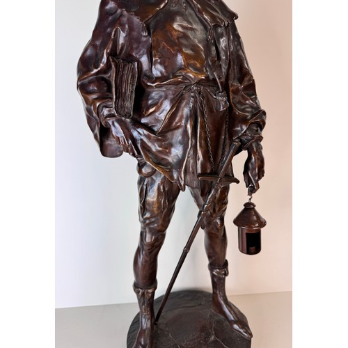 127 - After Emile Louis Picualt (French 1833-1915), bronze figure, Esrholier, 65cms h